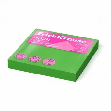 Блок самоклеящийся бумажный ErichKrause Neon, 75х75 мм, 100 листов, зеленый 61659