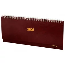 Планинг датированный 2026 300х130 мм, STAFF, гребень, обложка бумвинил, 64 л., бордовый, 117359