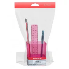 Набор настольный пластиковый ErichKrause Base Glitter розовый 55721