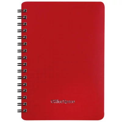 Записная книжка А6 60л. на гребне OfficeSpace Base красная пластиковая обложка 310424