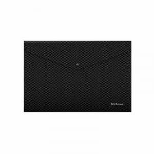 Папка-конверт на кнопке пластиковая ErichKrause Diamond Total Black, A4, непрозрачный, черный 54877