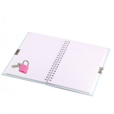 Подарочный блокнот 11,0 см * 15,0 см , гребень, Alingar, ламинация, конгрев, эффект 3D, замочек, 45 л., клетка, "Модница-малышка", голубой AL11722