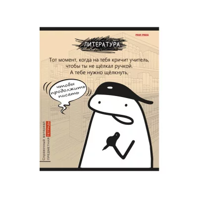 Тетрадь по литературе 48л линейка тиснение "Школьные мемасики" 60г/м2 ПРОФ-ПРЕСС 48-9660 226354