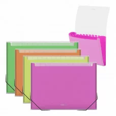 Папка-картотека пластиковая ErichKrause Matt Neon с 13 цветными отделениями A4 прозрачный ассорти 61216