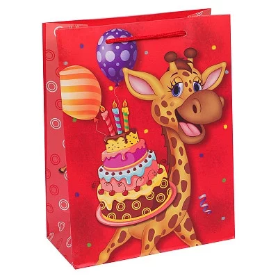 Dream cards Пакет подарочный с мат. лам. Жирафик на дне рождения 26х32х10 см, 210 г ППК-1928 462-0-129-71928-5