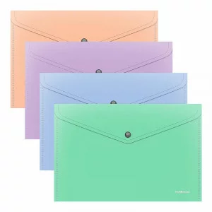 Папка-конверт на кнопке пластиковая ErichKrause Matt Pastel Bloom, A4, непрозрачный, ассорти 61141