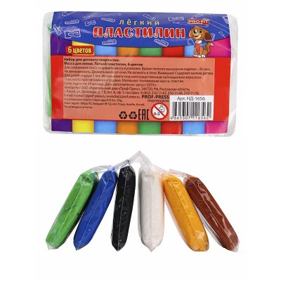 Масса для лепки. Лёгкий пластилин, 6 цв. "Profit" НД-1656