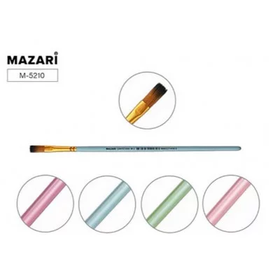 Кисть художественная, синтетика, №2, плоская, ручка обжимная деревянная, цветная M-5210