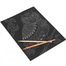 Гравюра-антистресс 18*24 см сова, цветная МУЛЬТИ АРТ 394508