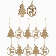 Новогоднее украшение. Набор деревянных подвесок "Праздник минимализма" 6*5,5см 12шт./сэт НУ-8218