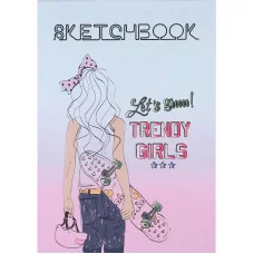 Скетчбук Девочка со скейтом А5, 48л, КБС (офсет) С48-4204