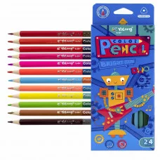 Карандаши цветные двусторонние Yalong 12/24 цв. "Роботы. DUO" деревянные, трехгранные, заточенные, грифель 3.0 мм, картон. уп., европод. YL231029-24