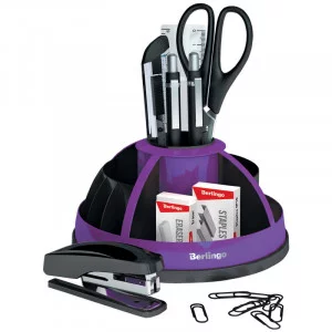 Настольный органайзер Berlingo "BR", 9 предметов, вращающийся, черный/фиолетовый BERLINGO_ 243155