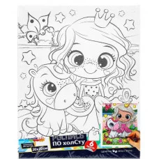 Набор для детского творчества холст для росписи 20*25 см принцесса и пони МУЛЬТИ АРТ 383315