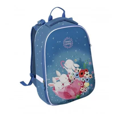 Рюкзак Schoolformat ERGONOMIC 1 НЕЖНЫЕ ЗАЙКИ 15,5 л синий 38х30х19 см жестк. каркас 1 секц. молния д/девочек 194882