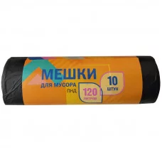 Мешки для мусора 120л ПНД 68*105см, 8мкм, 10шт., черные, в рулоне 310642
