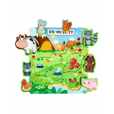 Игры малышам. Рамка-вкладыш "Кто что ест?" (Арт. И-5654)