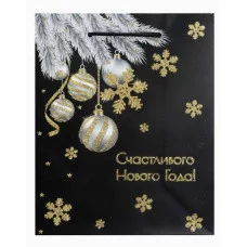 Dream cards Пакет подароч. с мат.лам. и глит. 18х23х10 см (M) Новогодние ветки 190г ППК-2304