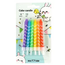 Свечи для торта с держателями MESHU "Bright", ассорти, 8см, 12шт 364815