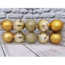 Набор елочных шаров 10 шт, 6 см, цвет: золото JP80253-3 8\1543