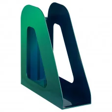 Лоток для бумаг вертикальный СТАММ "Фаворит", зеленый хамелеон, ширина 90мм 372501