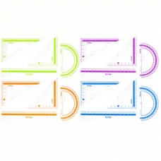 Набор чертежный малый Berlingo "Color" (треуг. 2шт., линейка 15см, транспортир), прозрачный 271114