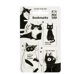 Закладки магнитные для книг, 4шт., MESHU "Meme cat", соф-тач 365936