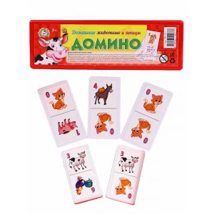 ДОМИНО ПЛАСТИКОВОЕ В ПЛАСТИКОВОМ ФУТЛЯРЕ. ДОМАШНИЕ ЖИВОТНЫЕ И ПТИЦЫ (Арт. ИН-0277)