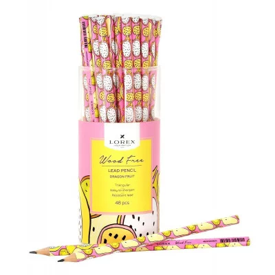 Карандаш чернографит. пластик LOREX WOOD DRAGON FRUIT НВ заточенный трехгранный тубус принт на корпу 220879