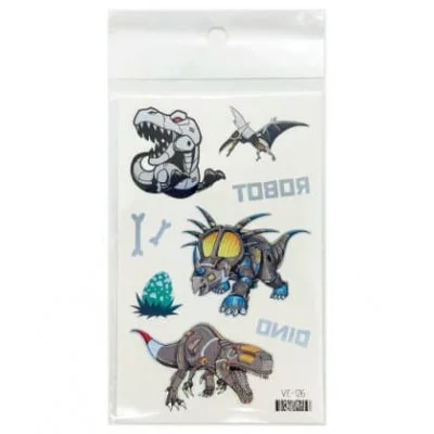 Наклейки Тату  DF-191 "Диноробот" 9 штук на листе, 12х7,5см, металлик эффект VE-126 (10/500)   330858