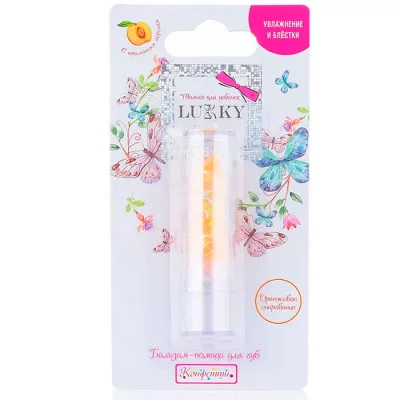 Бальзам-помада Конфетти прозрачн.с оранж.блестками с ароматом персика,3,3 г Т21976 LUKKY 615-613
