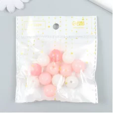 Бусины пластик "От белого к розовому" глянец набор 25 гр МИКС d=1,6 см   9424509