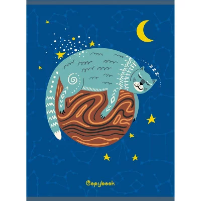 Тетради А4 48л для конспектов.Скрепка.Клетка.Обл.:мел.карт, печать по метал.плен.серебро,твин-лак.Бум. оф.60 г/м2.Скр.уг. Звездные сны