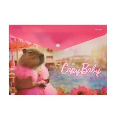 Папка-конверт на кнопке А4, 180мкм, КАПИБАРБИ (ПК-2852) ПК-2852