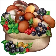 Украшение на скотче "Грибы, ягоды в мешке" Горчаков 190 01056