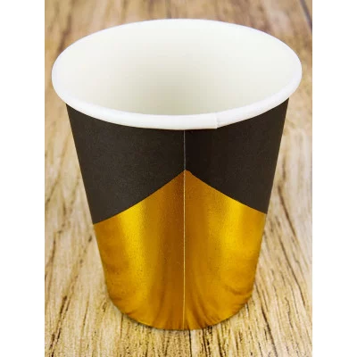 Бумажные стаканы с тиснением Стильный чёрный, 250 мл, 6 шт ФЛ-2795