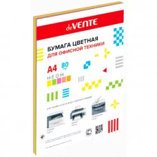 Бумага цветная А4 80г/м2 MIX неон 20л 4цв*5л DEVENTE 2072937 460984