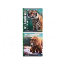 Тетрадь КЛЕТКА А5, 96л. ДИКИЕ ЗВЕРИ-3 (96-1613) цвет.спираль,цвет.мелов.обл, софт-тач ТМ"Collezione" 96-1613