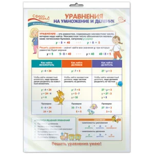 ПО-13501 Плакат А3. Математика в начальной школе. Уравнения на умножение и деление / Сфера знаний 4630112005578