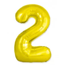 Шар (40\'\'/102 см) Цифра, 2 Slim, Золото, 1 шт. 901912O