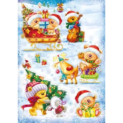 Наклейки двусторонние "Новогодние мишки" 079.191