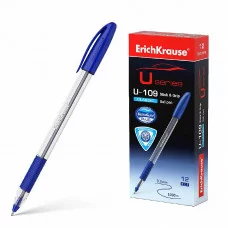 Ручка шариковая ErichKrause U-109 Stick&Grip Classic 1.0, Ultra Glide Technology, цвет чернил синий 1шт 53742