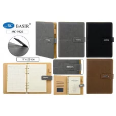 Ежедневник материал кожезаменитель цвет чёрный серый и коричневый застёжка на магните клетка МС6926