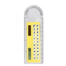 Калькулятор-линейка 10см 8-разрядный корпус прозрачный,с транспортиром, работает от света 3854080