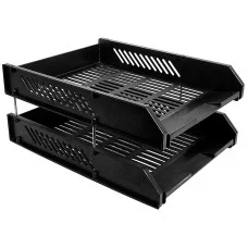 Набор из 2 сетчатых лотков для бумаг на металлических стержнях СЕТЧАТЫЙ Черный Erich Krause 4611