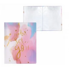 Папка с 20 вкладышами Alingar А4 310х235 мм пластик 400 мкм мраморный дизайн с надписью "Ready" розовый 1шт AL12804/1