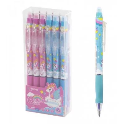 Ручка гелевая пиши-стирай, автоматическая Yalong "Радужное пони", 0,5 мм, синяя, игольчатый наконечник, резиновый грип, пластиковый корпус, пласт. уп. YL232623