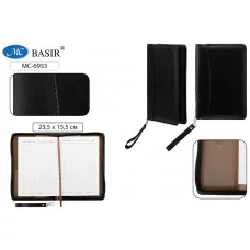 Ежедневник на молнии материалкожезаменитель цветчёрный клетка справочная информация 112 МС6933