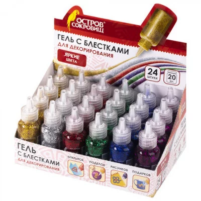 Гель с блестками ОСТРОВ СОКРОВИЩ, 1шт 1 флакон 20 мл, цвет ассорти 662260