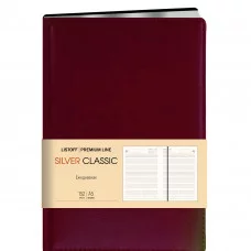 Ежедневник недатированный А5 152л Silver Classic (темно-бордовый) обложка иск. кожа , серебр. срез ЕКСК52115202